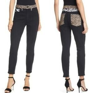 Alice + Olivia High Rise Skinny Queen of the Night Black Jeans Womens Size 24